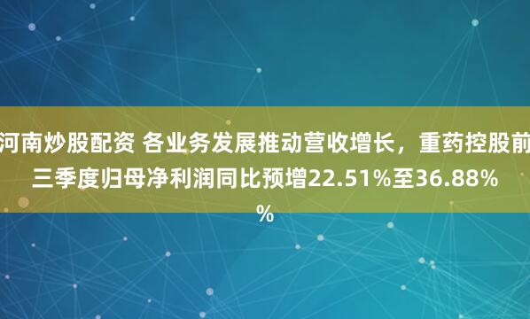 河南炒股配资 各业务发展推动营收增长,重药控股前三季度归母净利润同比预增22.51%至36.88%